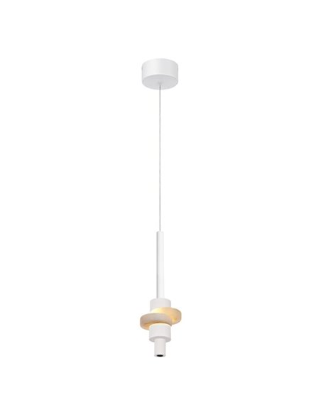 Lámpara colgante LED BETTY blanca 7W 3000K 840Lm con alabastro, altura regulable