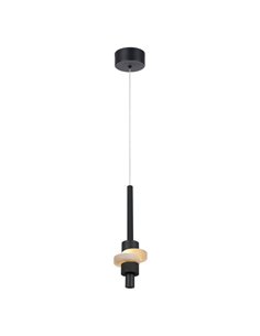 Lámpara colgante LED BETTY negra 7W 3000K 840Lm con alabastro, altura regulable