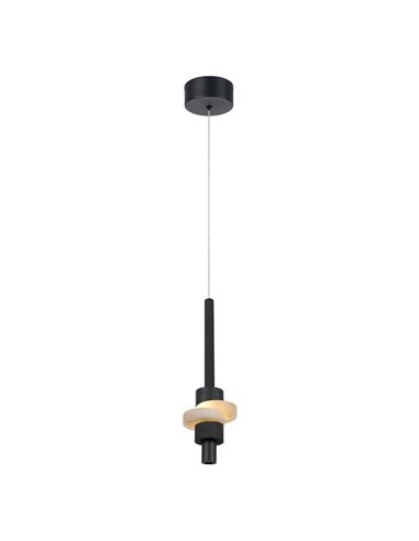 Lámpara colgante LED BETTY negra 7W 3000K 840Lm con alabastro, altura regulable