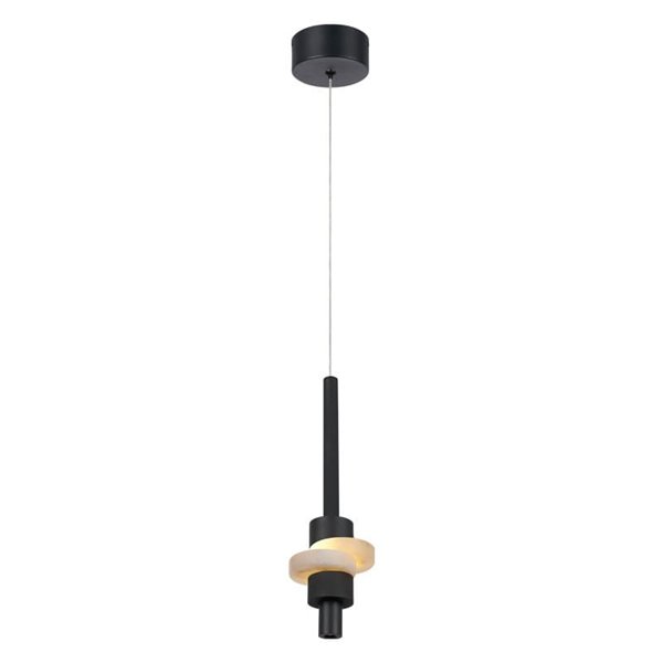 Lámpara colgante LED BETTY negra 7W 3000K 840Lm con alabastro, altura regulable