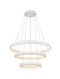 Luminária pendente LED FLATS grande com 3 anéis brancos, 122W, 3000K, 15250lm, TRIAC, Ø77,8 Ø58,7 Ø39,5cm