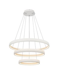 Luminária pendente LED FLATS grande com 3 anéis brancos, 122W, 3000K, 15250lm, TRIAC, Ø77,8 Ø58,7 Ø39,5cm