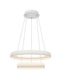 Lámpara colgante LED FLATS mediana 2 aros blanca 70W 3000K 8800Lm TRIAC Ø58,7 y Ø39,5cm