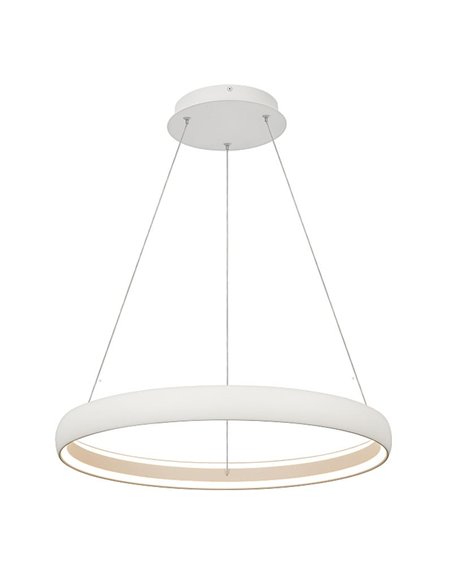 Luminária pendente LED FLATS pequena, 1 anel branco, 42W, 3000K, 5290lm, TRIAC, Ø58,7cm