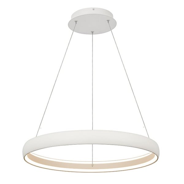 Luminária pendente LED FLATS pequena, 1 anel branco, 42W, 3000K, 5290lm, TRIAC, Ø58,7cm