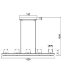 Lámpara colgante LED ALABASTRO pequeña 55W 3000K 4500Lm dimmable TRIAC, barra 102cm