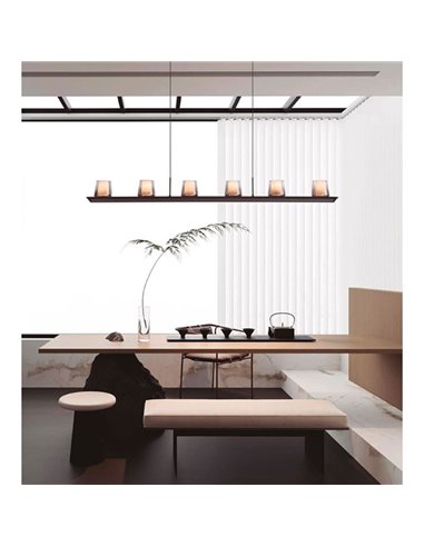 Grande suspension LED ALABASTER 62W 3000K 5000Lm dimmable TRIAC, barre de 127cm