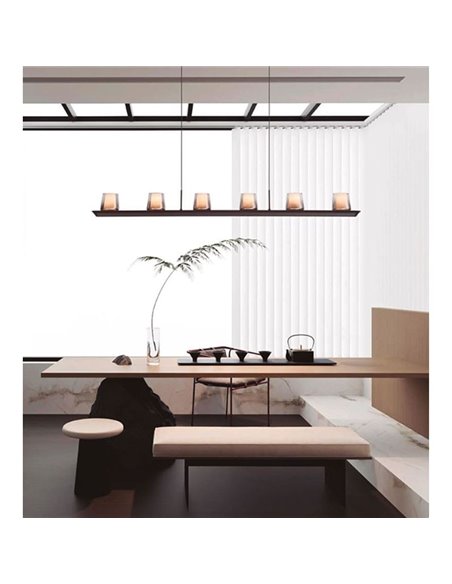 Grande suspension LED ALABASTER 62W 3000K 5000Lm dimmable TRIAC, barre de 127cm