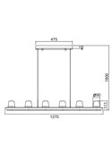 Lámpara colgante LED ALABASTRO grande 62W 3000K 5000Lm dimmable TRIAC, barra 127cm