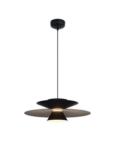 Suspension LED ESTRELLA double disque noir 12W 3000K 900Lm TRIAC Ø50cm