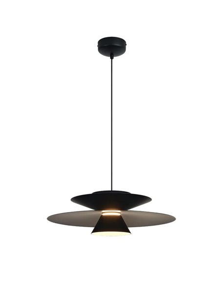 Colgante LED de doble disco ESTRELLA negro 12W 3000K 900Lm TRIAC Ø50cm