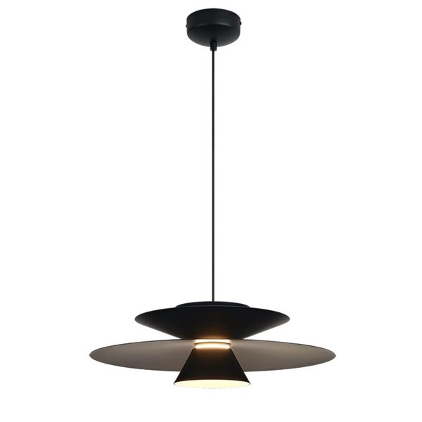 Colgante LED de doble disco ESTRELLA negro 12W 3000K 900Lm TRIAC Ø50cm