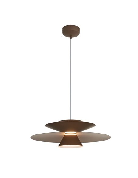 Colgante LED de doble disco ESTRELLA café oscuro 12W 3000K 900Lm TRIAC Ø50cm