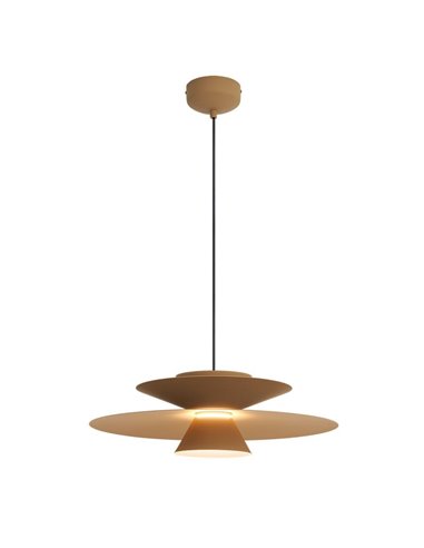 Colgante LED de doble disco ESTRELLA caqui mate 12W 3000K 900Lm TRIAC Ø50cm