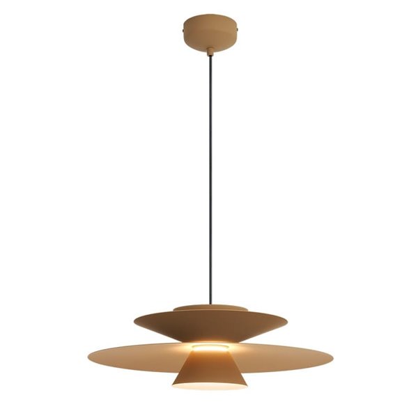 Colgante LED de doble disco ESTRELLA caqui mate 12W 3000K 900Lm TRIAC Ø50cm