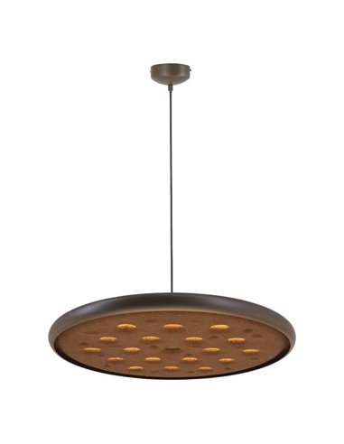 Suspension LED acoustique 20W ACUSTIC couleur café, panneau absorbant, 3000K 2250Lm, dimmable TRIAC