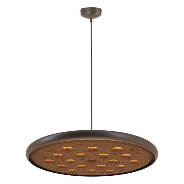 Suspension LED acoustique 20W ACUSTIC couleur café, panneau absorbant, 3000K 2250Lm, dimmable TRIAC