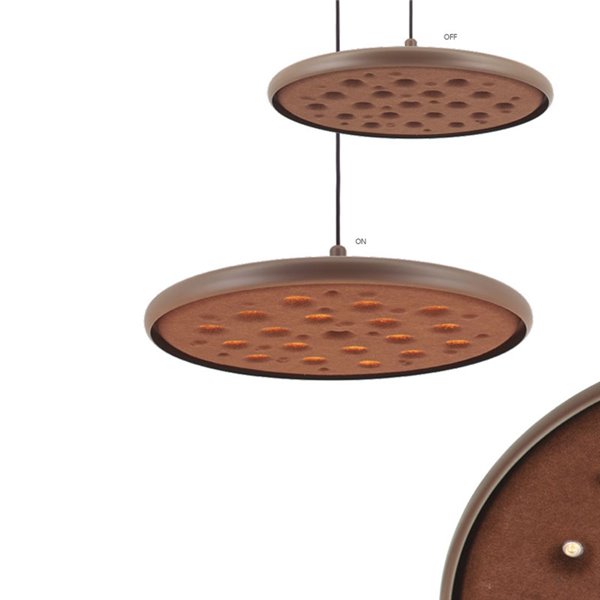 Suspension LED acoustique 20W ACUSTIC couleur café, panneau absorbant, 3000K 2250Lm, dimmable TRIAC