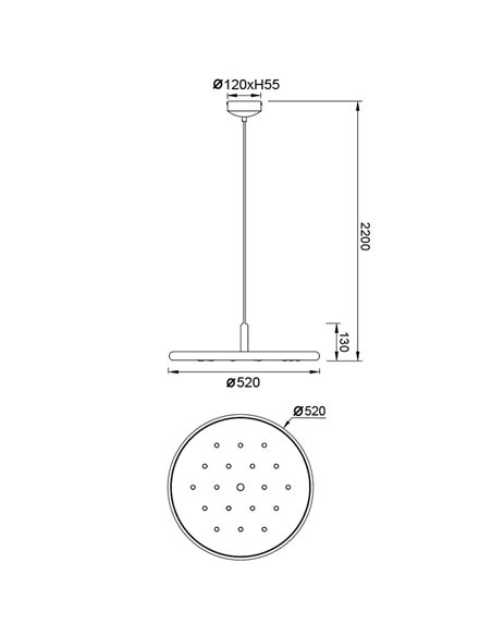 Luminária pendente acústica LED 20W ACUSTIC cor café, painel absorvente, 3000K 2250Lm, dimerizável por TRIAC