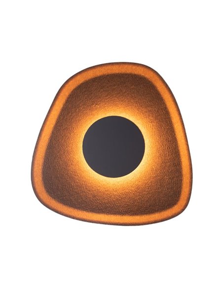Aplique LED acústico de forma geométrica irregular ACUSTIC café Ø26cm, 5W 3000K 400Lm