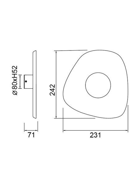 Aplique LED acústico de forma geométrica irregular ACUSTIC café Ø26cm, 5W 3000K 400Lm