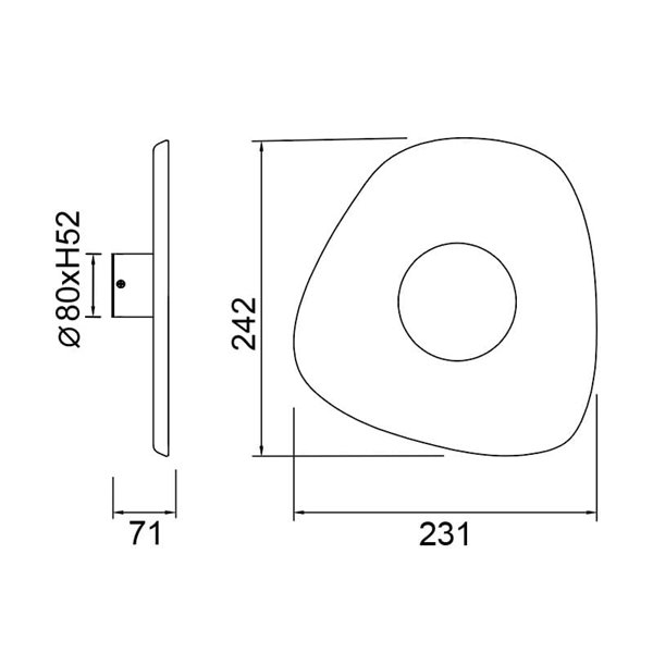Aplique LED acústico de forma geométrica irregular ACUSTIC café Ø26cm, 5W 3000K 400Lm