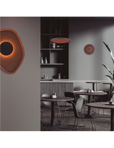 Luminária pendente acústica LED 20W ACUSTIC cor café, painel absorvente, 3000K 2250Lm, dimerizável por TRIAC