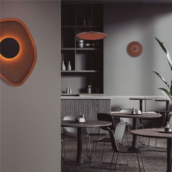 Luminária pendente acústica LED 20W ACUSTIC cor café, painel absorvente, 3000K 2250Lm, dimerizável por TRIAC