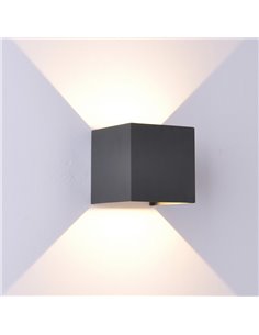 Applique murale extérieure carrée à LED DAVOS, gris foncé, 12 W, 3 000 K, 1 100 lm