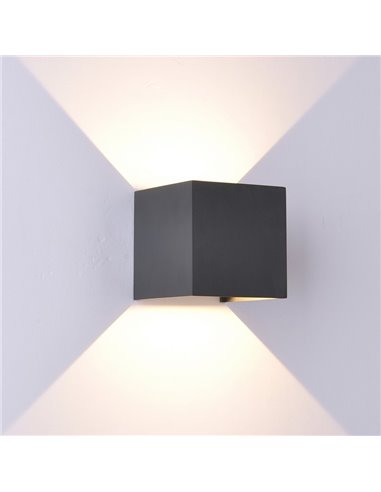 Aplique LED exterior cuadrado DAVOS gris oscuro 12W 3000K 1100Lm