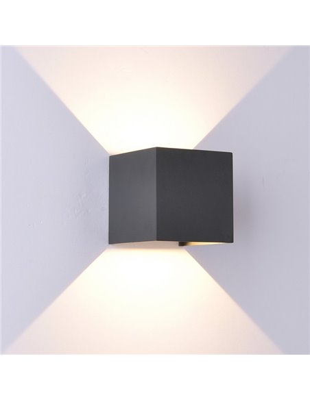 Aplique LED exterior cuadrado DAVOS gris oscuro 12W 3000K 1100Lm