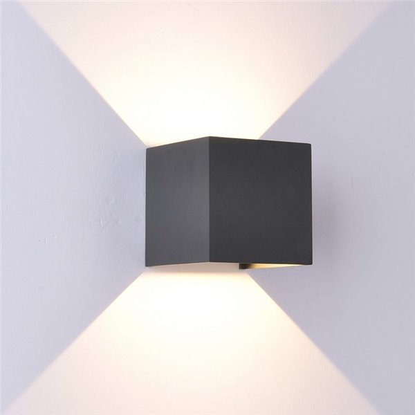 Aplique LED exterior cuadrado DAVOS gris oscuro 12W 3000K 1100Lm