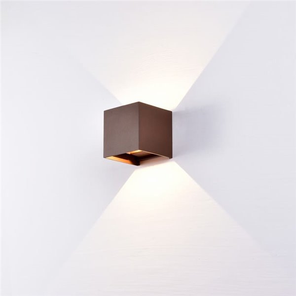 Aplique LED exterior cuadrado DAVOS ARENA corten 12W 3000K 1100Lm