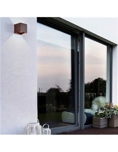 Aplique LED exterior cuadrado DAVOS ARENA corten 12W 3000K 1100Lm