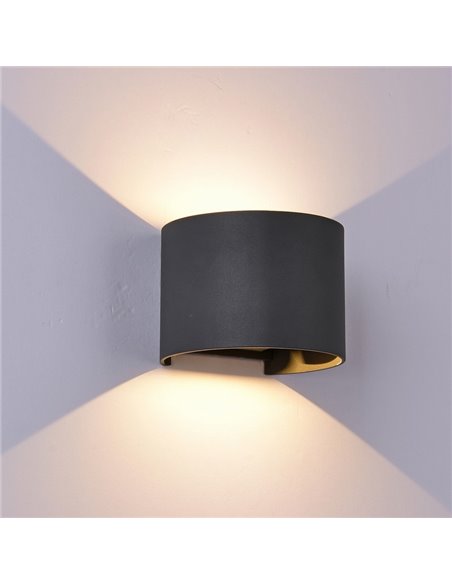 Aplique exterior LED redondo DAVOS gris oscuro 12W 3000K 1100Lm