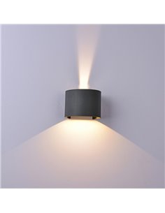 Aplique exterior LED redondo DAVOS gris oscuro 12W 3000K 1100Lm 2