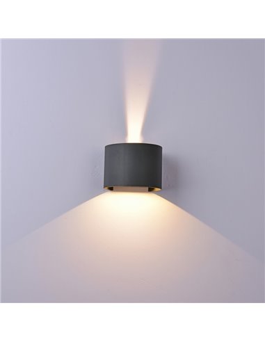 Aplique exterior LED redondo DAVOS gris oscuro 12W 3000K 1100Lm