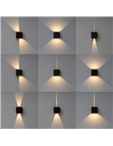 Aplique LED de exterior cuadrado DAVOS XL 15x15cm negro arena, 2x10W 3000K 1830Lm, IP65