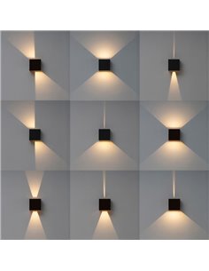 Aplique LED de exterior cuadrado DAVOS XL 15x15cm negro arena, 2x10W 3000K 1830Lm, IP65 2