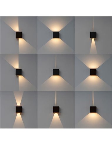 Aplique LED de exterior cuadrado DAVOS XL 15x15cm negro arena, 2x10W 3000K 1830Lm, IP65