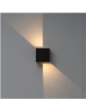 Aplique LED de exterior cuadrado DAVOS XL 15x15cm negro arena, 2x10W 3000K 1830Lm, IP65