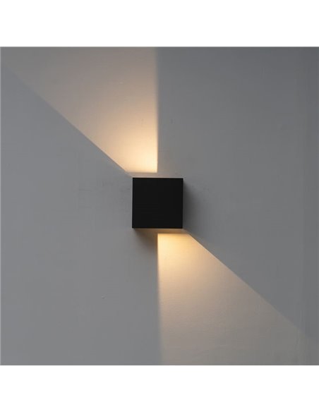 Aplique LED de exterior cuadrado DAVOS XL 15x15cm negro arena, 2x10W 3000K 1830Lm, IP65