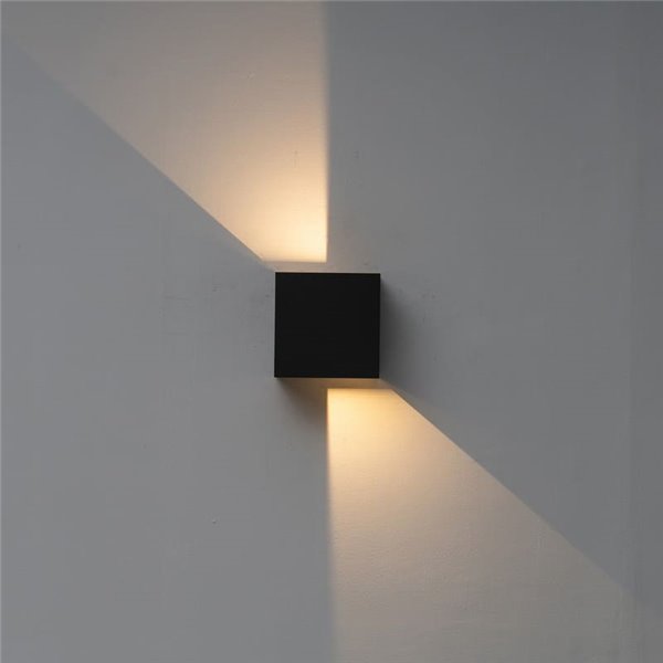 Aplique LED de exterior cuadrado DAVOS XL 15x15cm negro arena, 2x10W 3000K 1830Lm, IP65