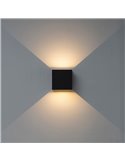 Aplique LED de exterior cuadrado DAVOS XL 15x15cm negro arena, 2x10W 3000K 1830Lm, IP65