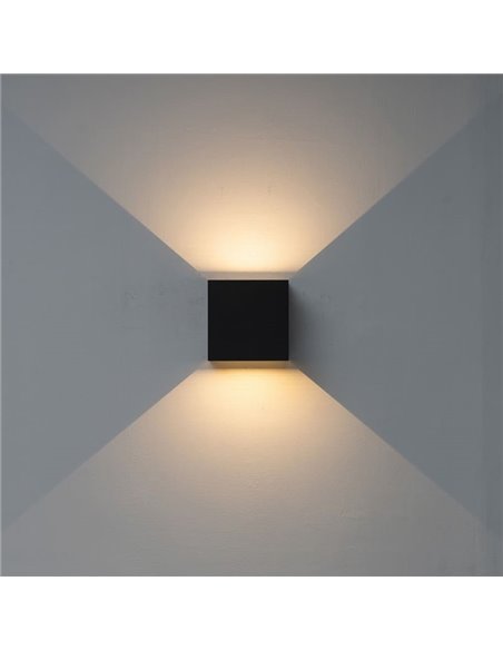 Aplique LED de exterior cuadrado DAVOS XL 15x15cm negro arena, 2x10W 3000K 1830Lm, IP65