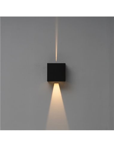 Aplique LED de exterior cuadrado DAVOS XL 15x15cm negro arena, 2x10W 3000K 1830Lm, IP65