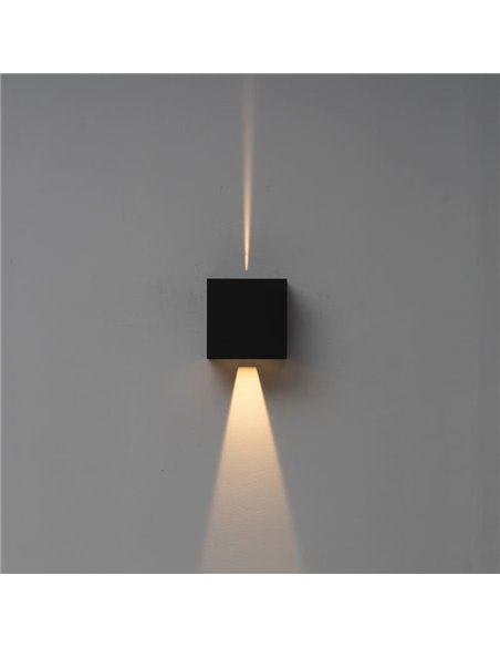 Aplique LED de exterior cuadrado DAVOS XL 15x15cm negro arena, 2x10W 3000K 1830Lm, IP65