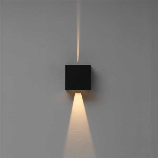 Applique murale extérieure carrée LED DAVOS XL 15x15cm, coloris noir, 2x10W 3000K 1830Lm, IP65