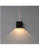 Aplique LED de exterior cuadrado DAVOS XL 15x15cm negro arena, 2x10W 3000K 1830Lm, IP65