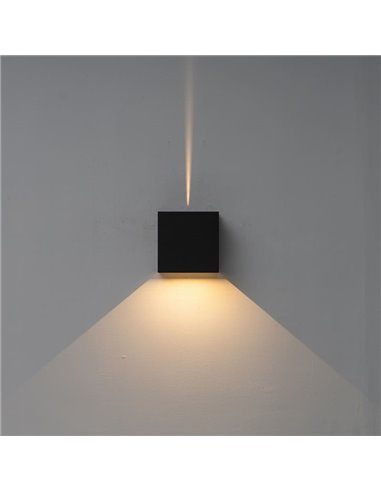 Aplique LED de exterior cuadrado DAVOS XL 15x15cm negro arena, 2x10W 3000K 1830Lm, IP65